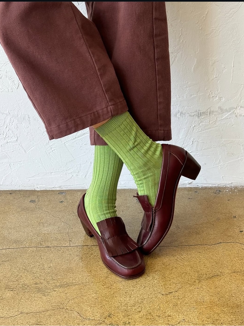 Le Bon Shoppe Arc Pants Cotton chocolate brown size M Made In Korea Barrel Leg - Picture 6 of 15